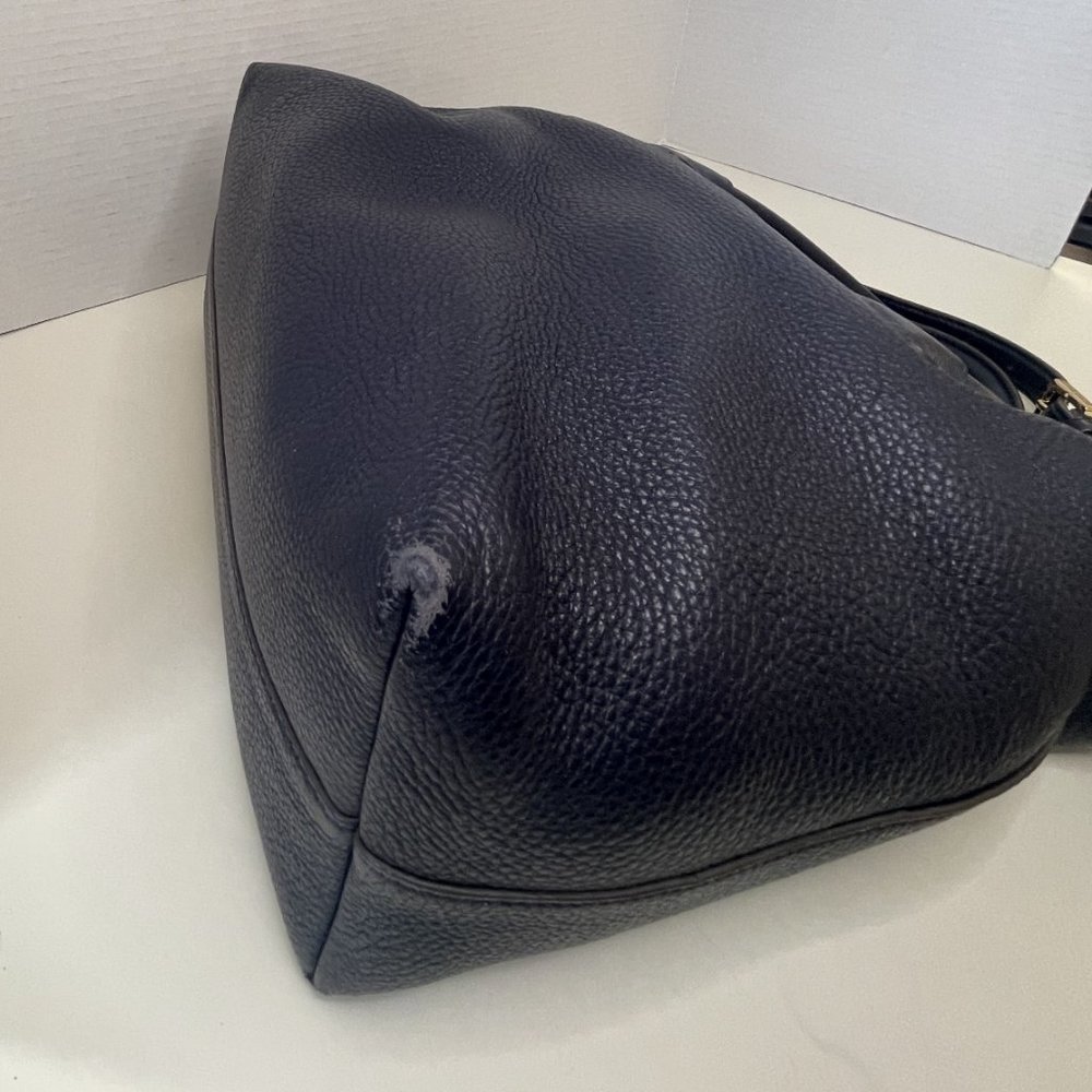 Tory Burch Navy Blue Pebbled Leather Handheld/Shoulder Bag Crossbody - Picture 14 of 15